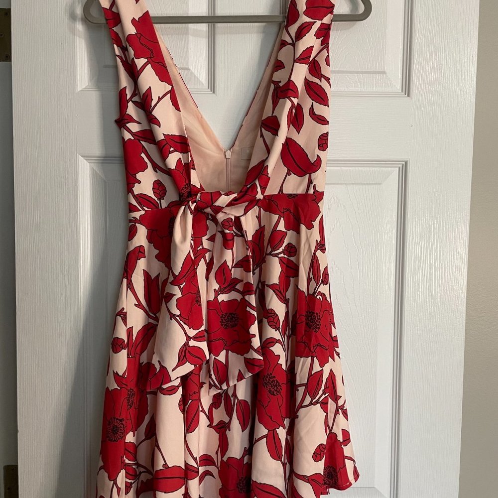 Keepsake Red Floral Printed Sleeveless Short Dress in Size Small